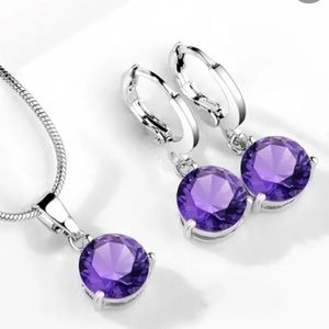 Purple Necklace $ Earring Set. NWOT
